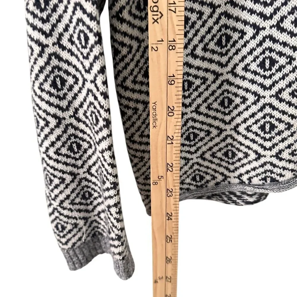 Obey Womens Blue and White Pattern Boxy Oversized Scoop Neck Sweater Size L - Picture 5 of 6